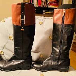 Black and Brown Leather Tommy Hilfiger Tall Boots, size 7.5, Worn Once!